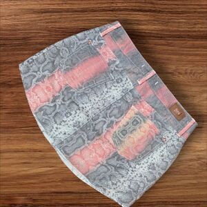 Love Etc. Reptile Print Denim Mini Skirt